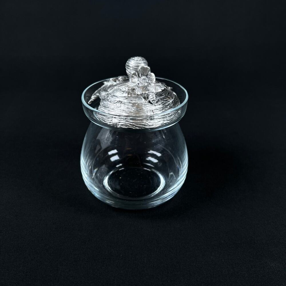SEAGULL Canada pewter 1994 etain zinn sugar glass bowl container vintage decor
